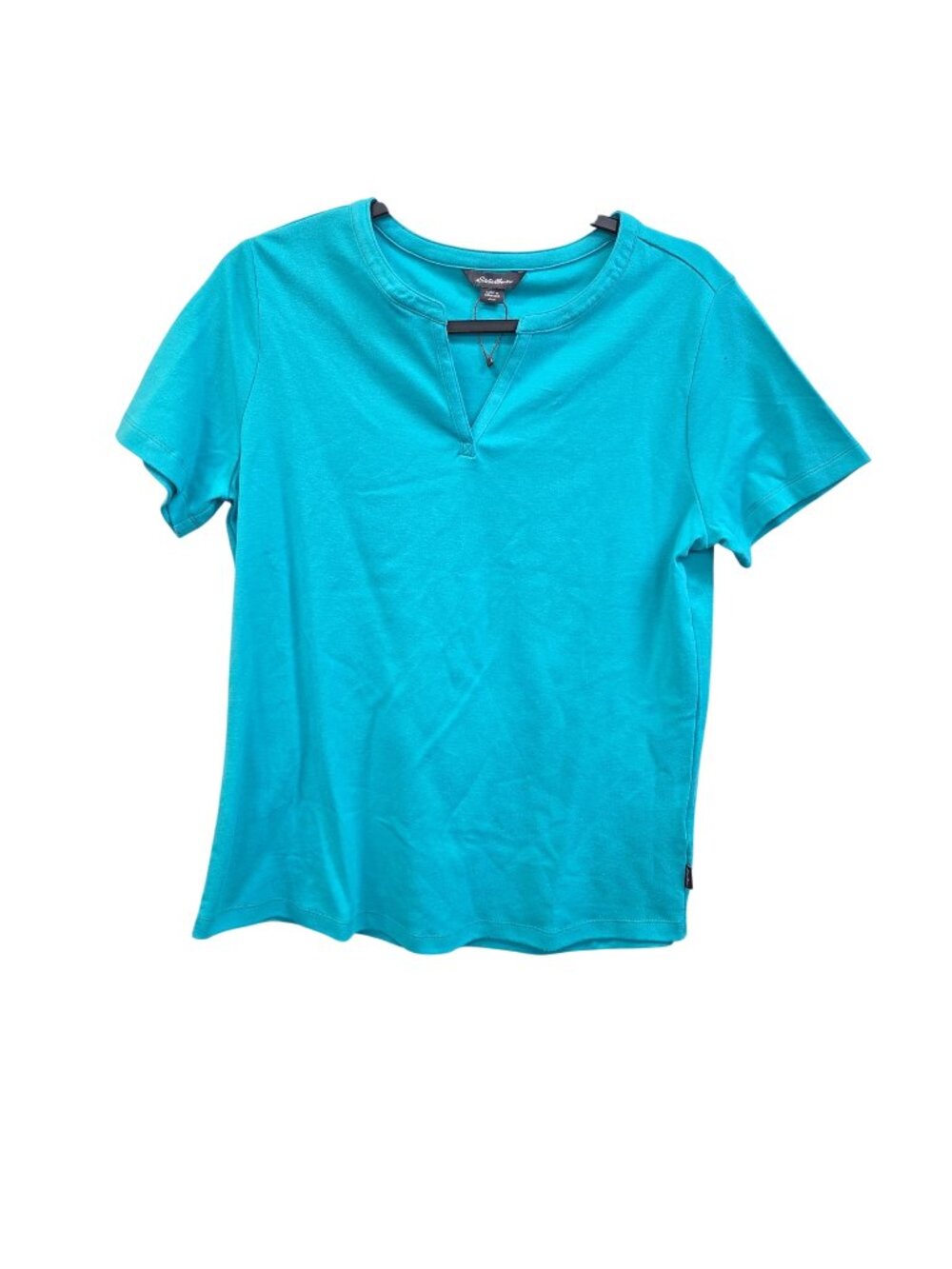 Eddie Bauer Womens M Turquoise V-Neck Short Sleeve Pima Cotton T-Shirt  4588